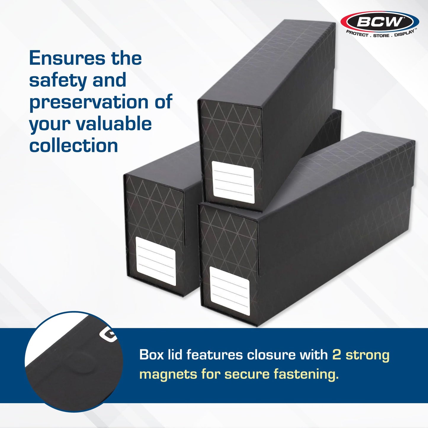 BCW QuickFold Card Boxes for Graded Cards - Black | Magnetic Closure Card Storage Box | Holds 50 Slabs for Graded Cards Each | Compatible with PSA