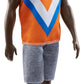 Barbie Fashionistas Ken Fashion Doll with Twisted Black Hair Wearing Orange Athletic Jersey, Shorts & White Sneakers