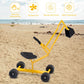 GLACER Kids Sand Digger with Wheels, Sandbox Excavator Crane with Rotatable Seat, Kids Ride on Swivel Digger for Dirt and Snow, Steel Digging Scooper
