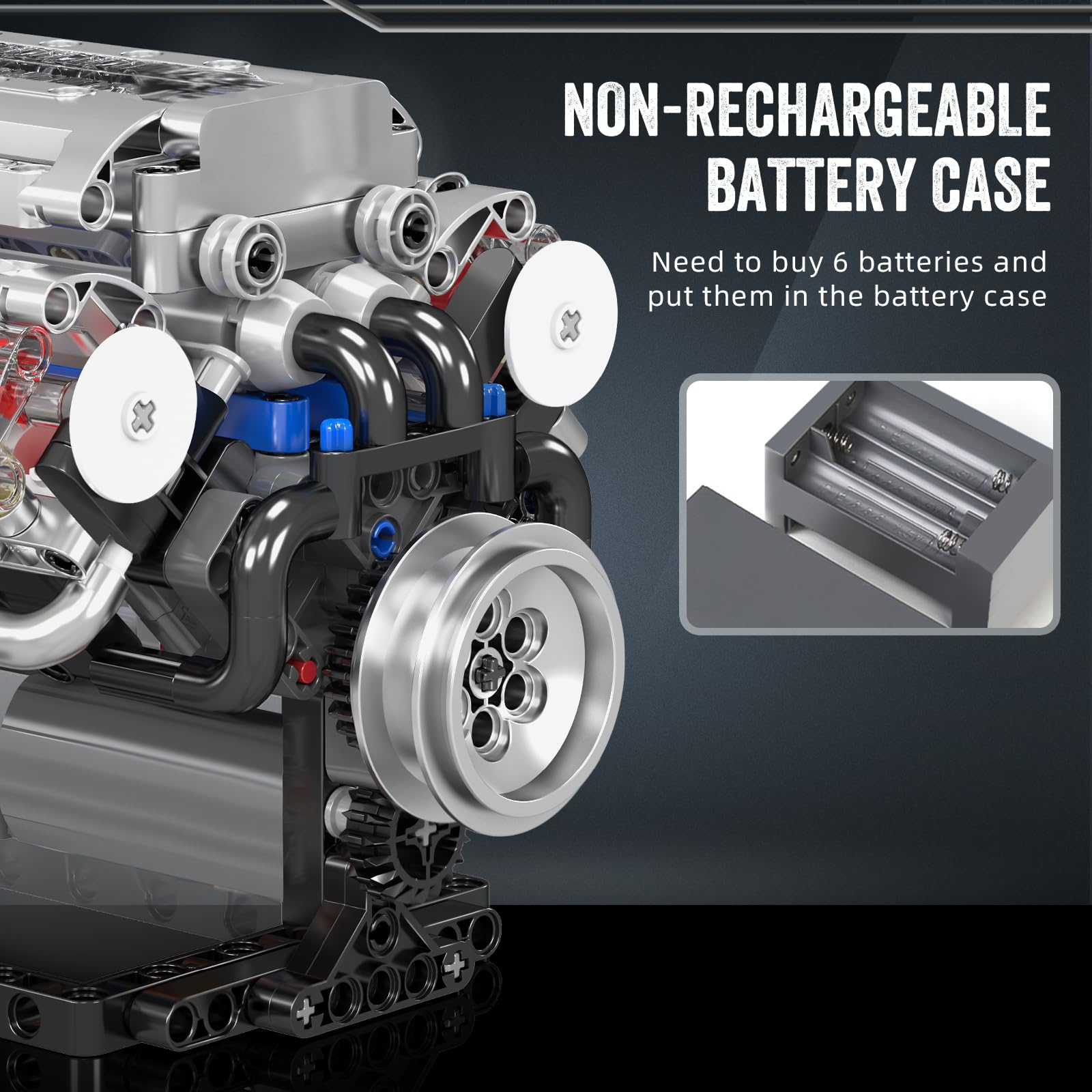 Mould King 10088 V8 Engine Building Kit - Build Your Own V8 Engine Toy, 8-Cylinder Petrol Car Engine Replica Model Building Kit for Adults (535 Pcs)