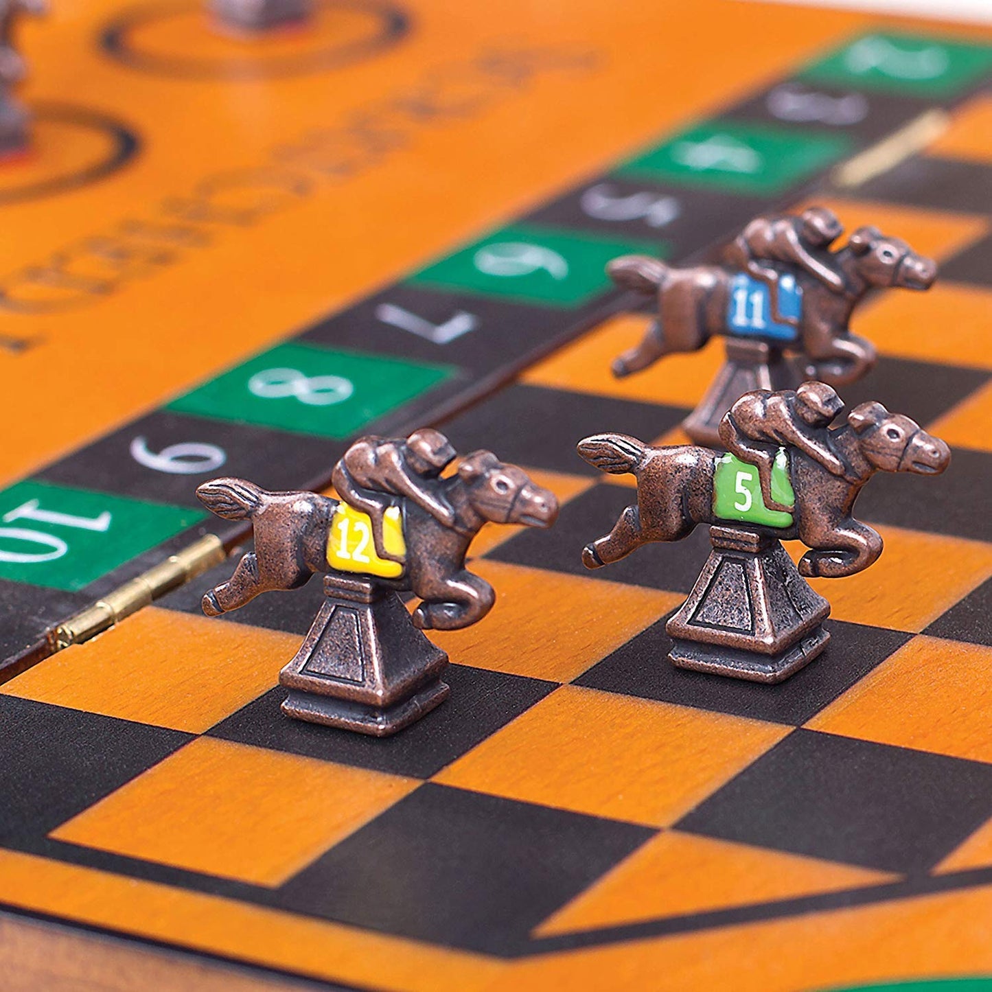 WE Games Derby Horse Race Board Game Set with Metal Game Pieces and Wooden Keepsake Storage Box, Family Game Night, Board Games for Adults and Family