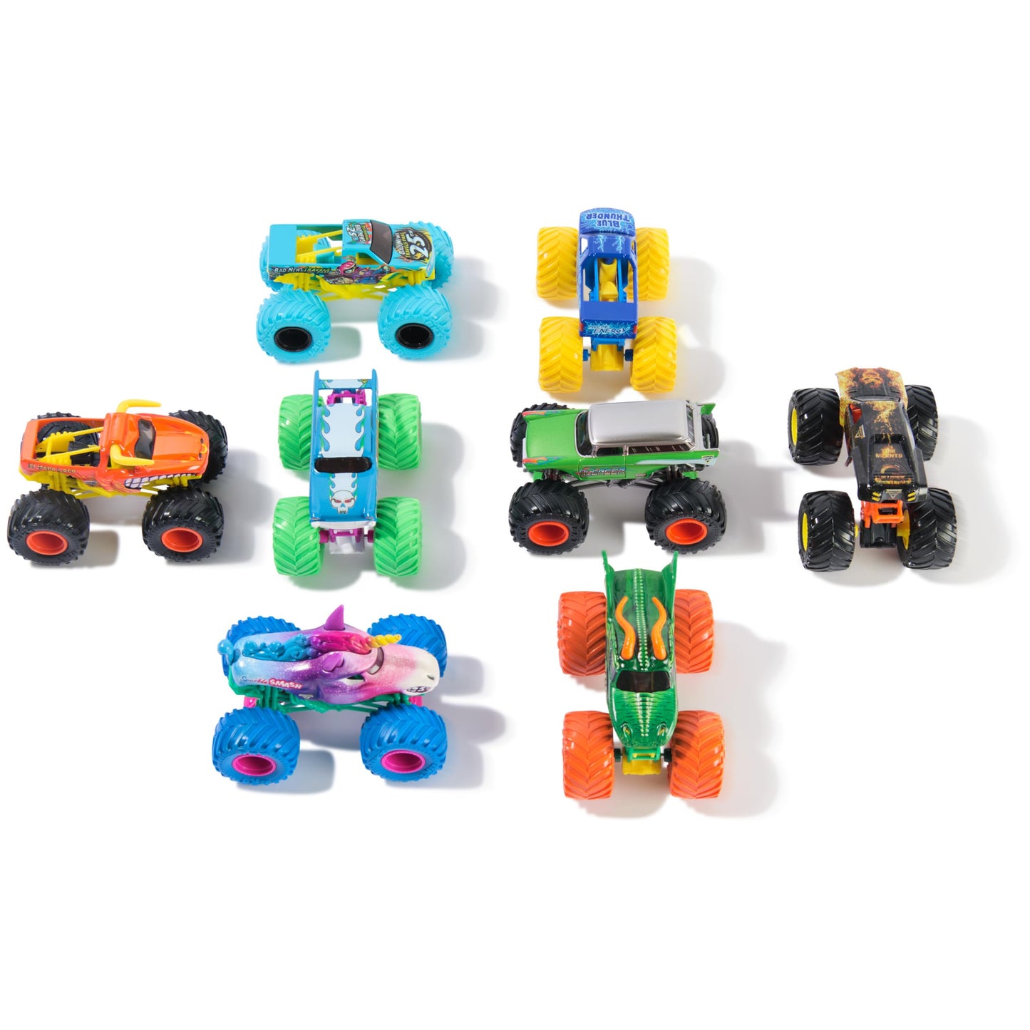 Monster Jam, Dragon Vs. Sparkle Smash Die-Cast Monster Trucks, 1:64 Scale, Kids Toys for Boys Ages 3 and up