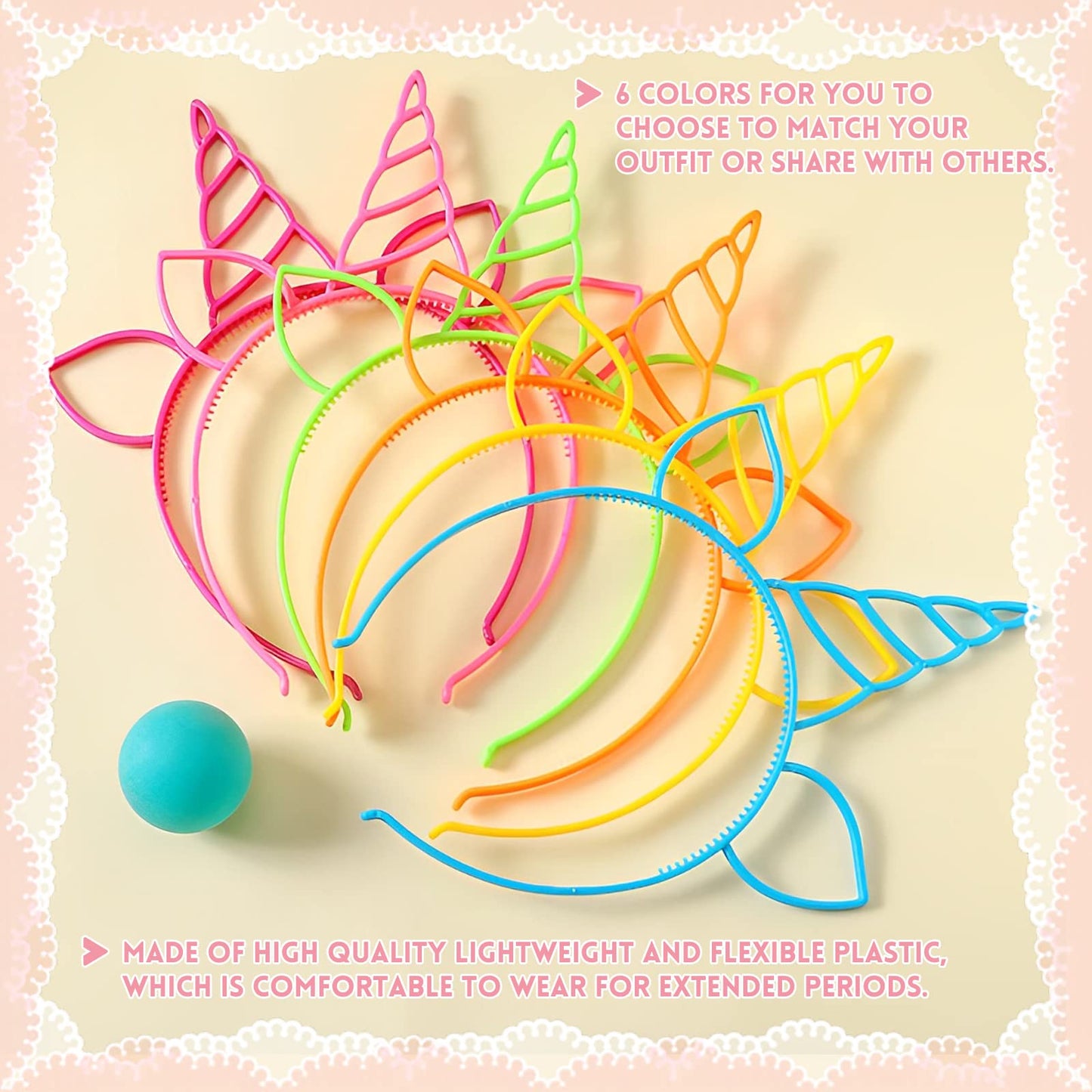 Zddaoole 24 Pcs Unicorn Headbands Unicorn Birthday Party Favors,Plastic Hairbands for Girls,Headware Accessories for Party Supplies Gift,Teens
