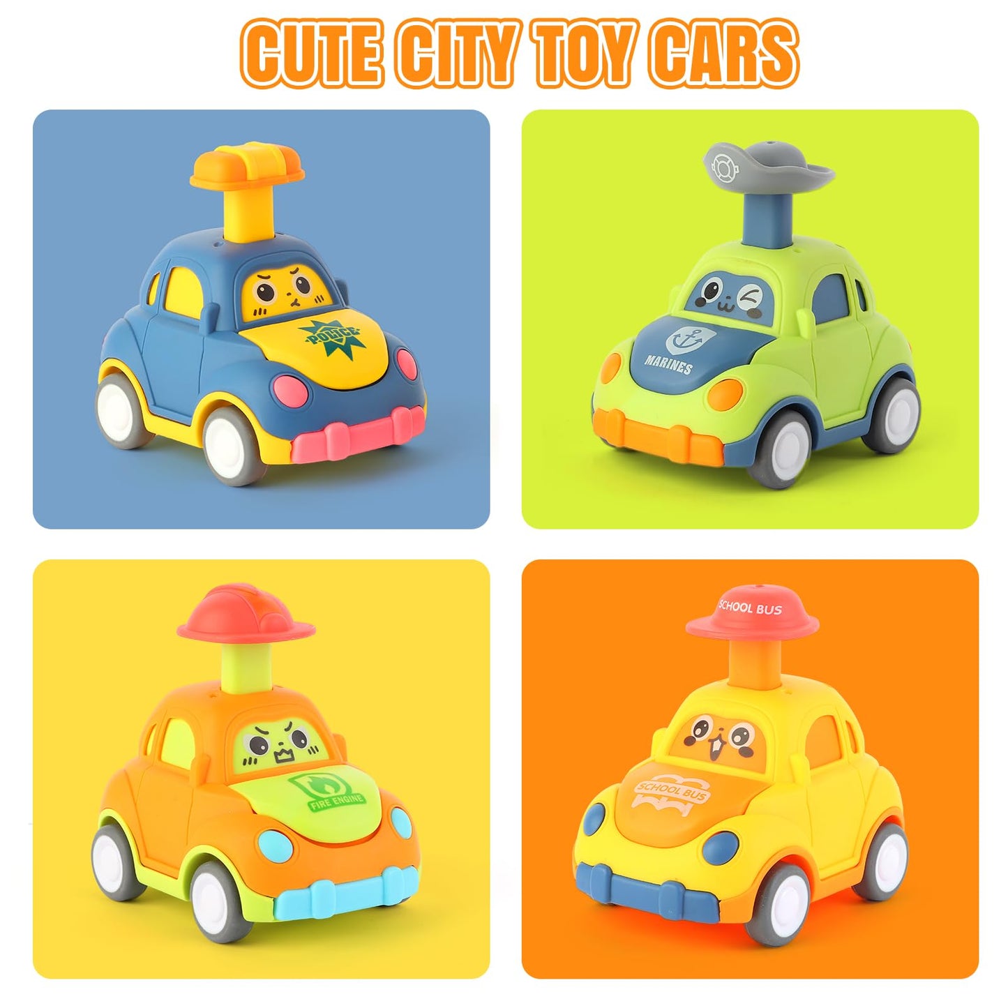 QSONSELL Car Toys for Toddlers 1-3 Year Old Boy Birthday Gift for Boys Girls 1-3 Pull Back City Vehicle Toys Goodie Bags Stuffers Party Favors