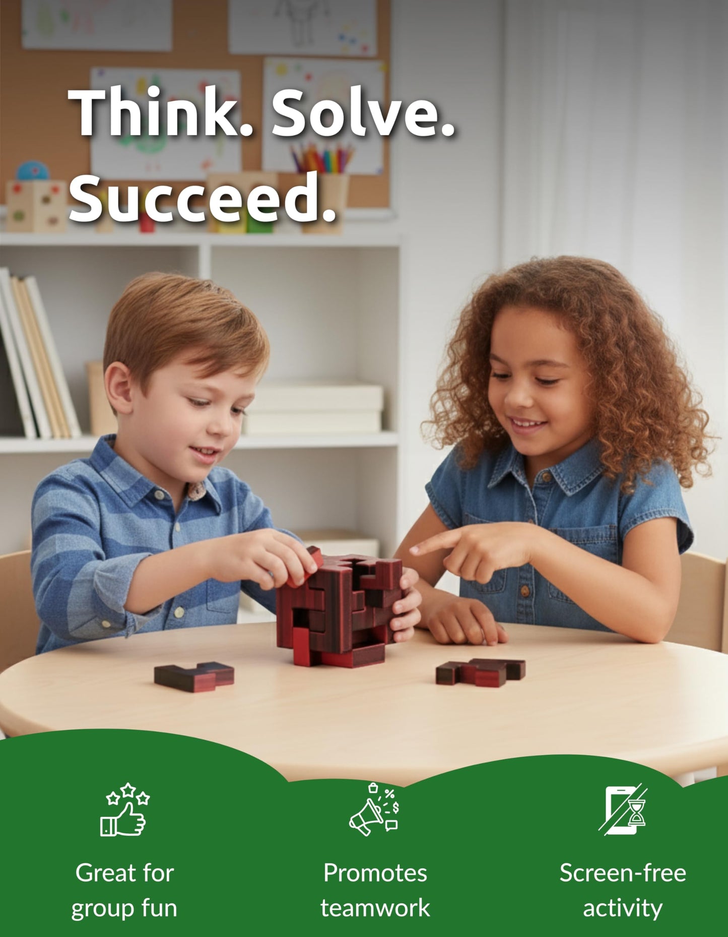 Cubix 3D Interlocking Brain Teaser Puzzle Cube, Reddish Brown Dual Tone, Precision Crafted Logic IQ Challenge, Compact Travel Fidget, Screen Free