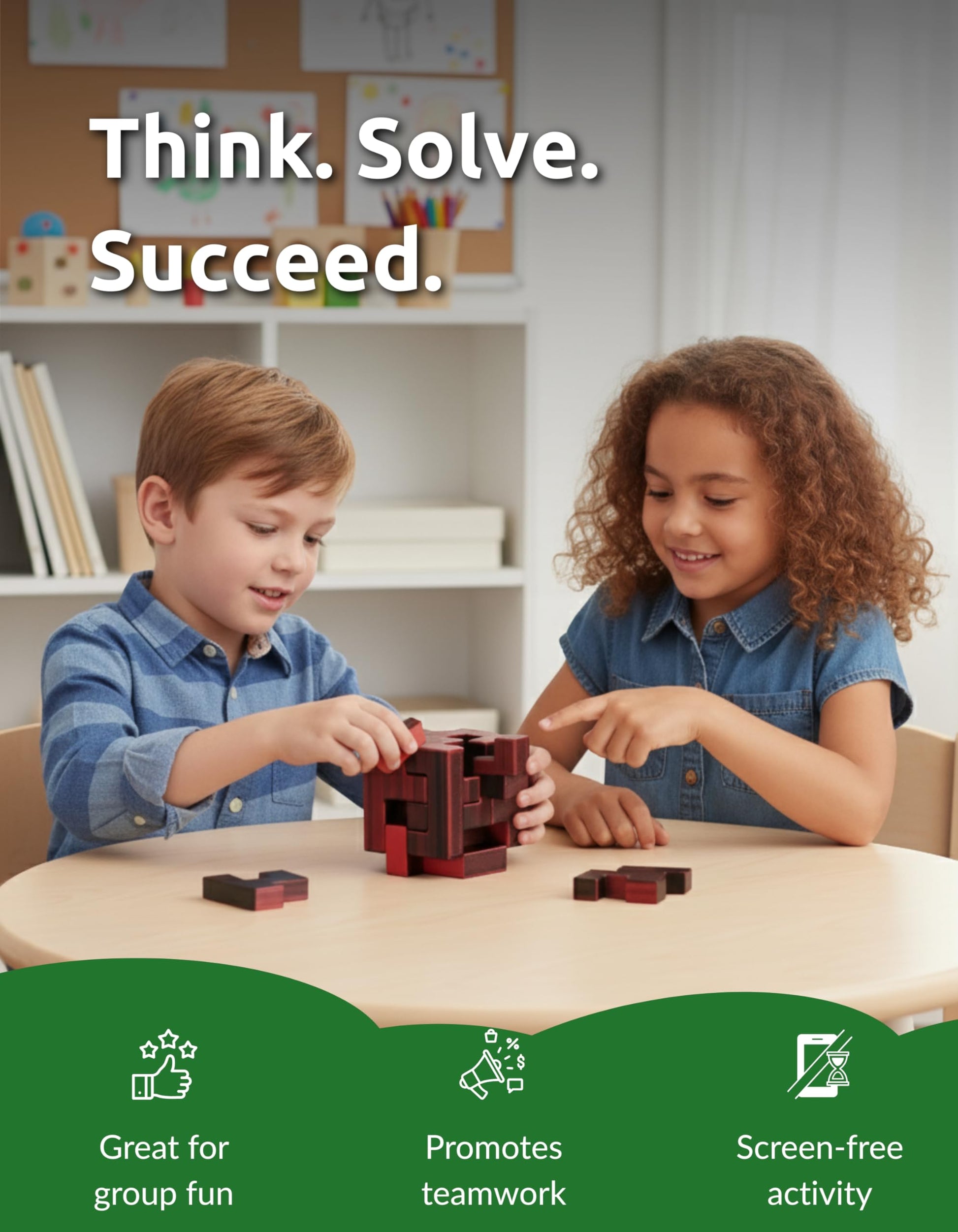 Cubix 3D Interlocking Brain Teaser Puzzle Cube, Reddish Brown Dual Tone, Precision Crafted Logic IQ Challenge, Compact Travel Fidget, Screen Free