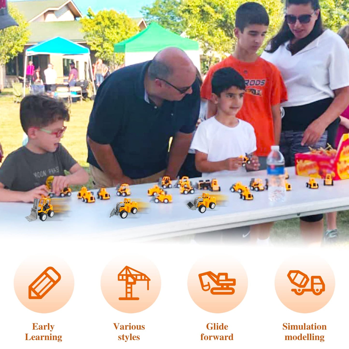 Juuxncgv 24PCS Mini Construction Vehicles,Play Figure Vehicles,Pull Back Engineering Vehicles,Toy Figure Construction Vehicles,Small Construction Toys