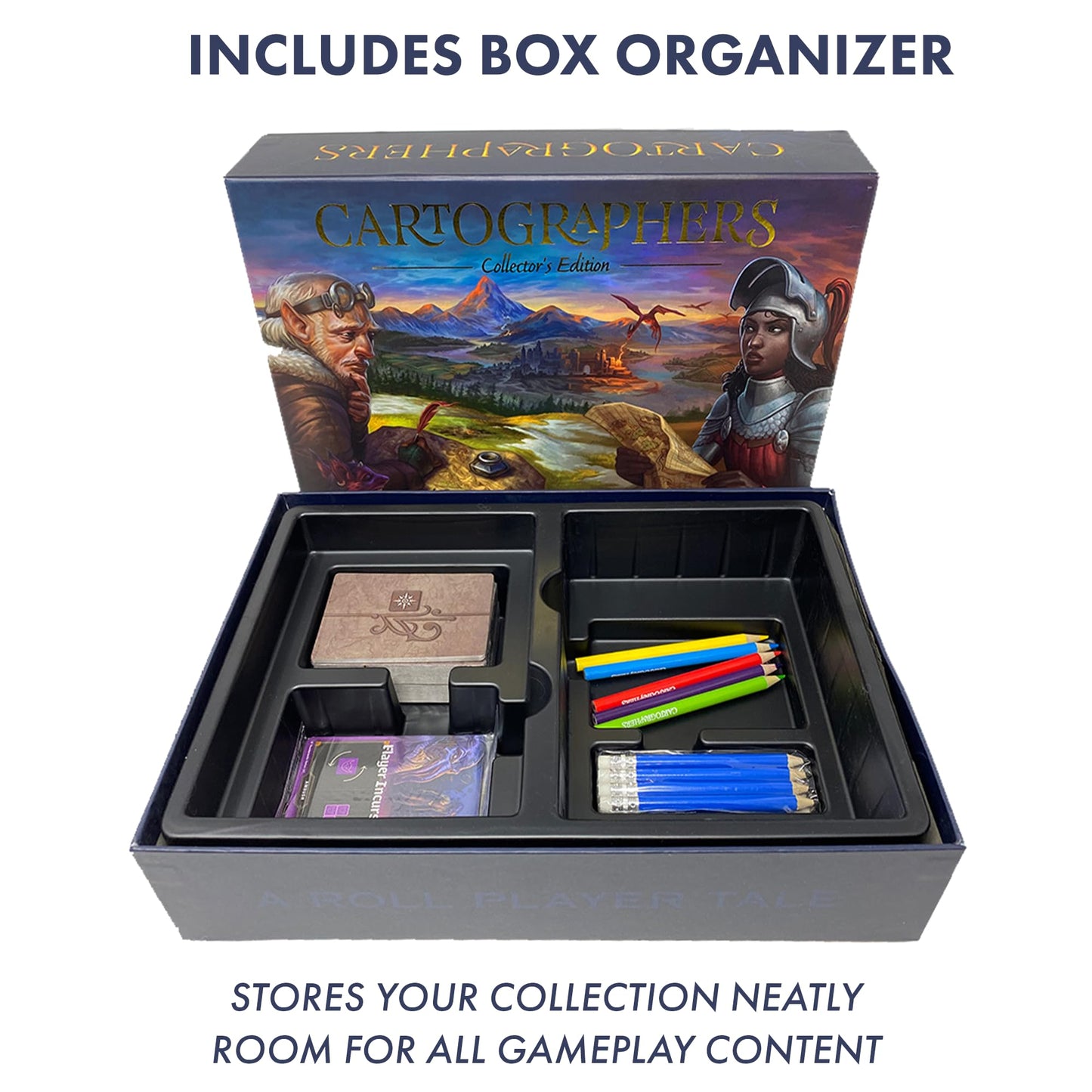 Cartographers Heroes: Collector's Edition | Board Game, 3 Expansions, & Storage Solution w/Organizer | Map Drawing Fantasy Strategy Family Game