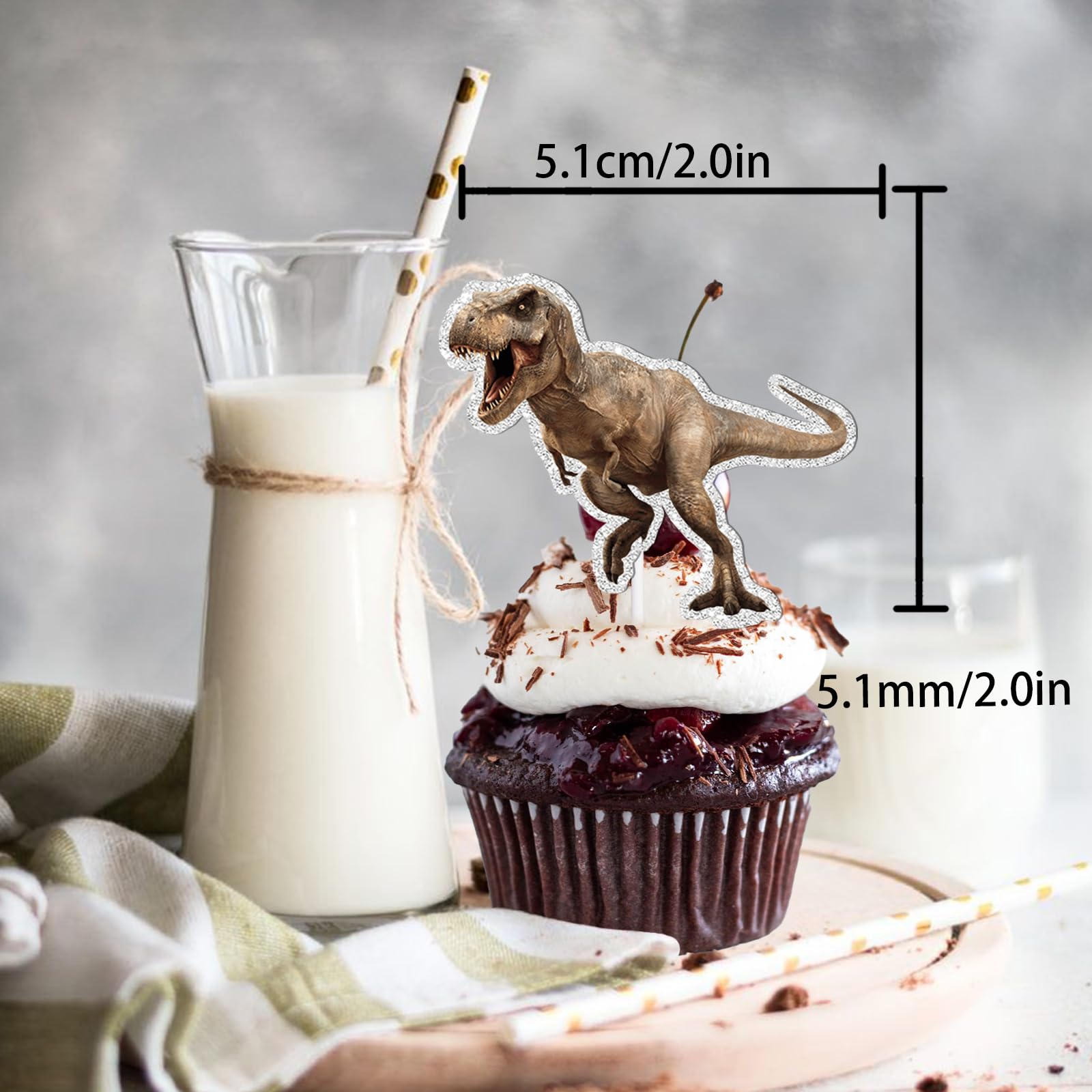 18pcs Glitter Dinosaur Dessert Cupcake Topper Baby Shower Theme Girls Boys Happy Birthday Party Decor Supplies Decorations