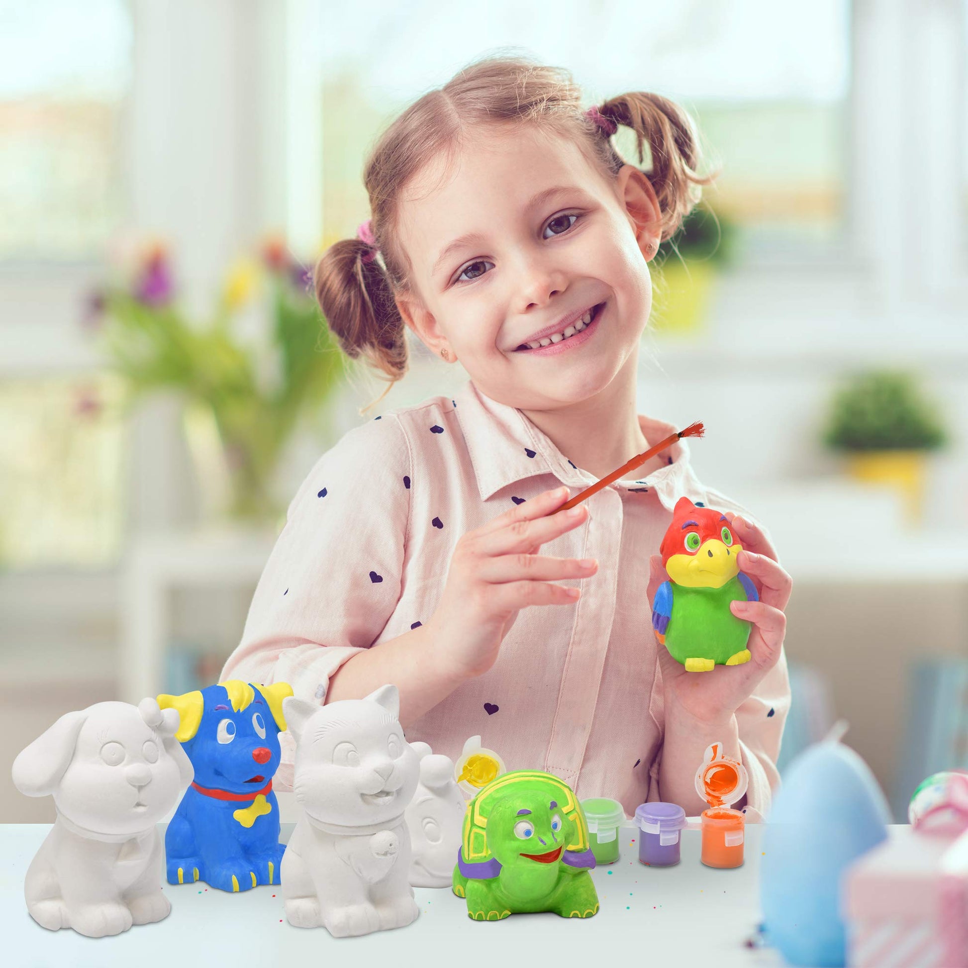 Number 1 in Gadgets Paint Your Own Pet Figurines, Decorate Your Own Painting Set, Includes 6 Pet Figurines, 6 Pots of Paint, Complete Plaster Craft