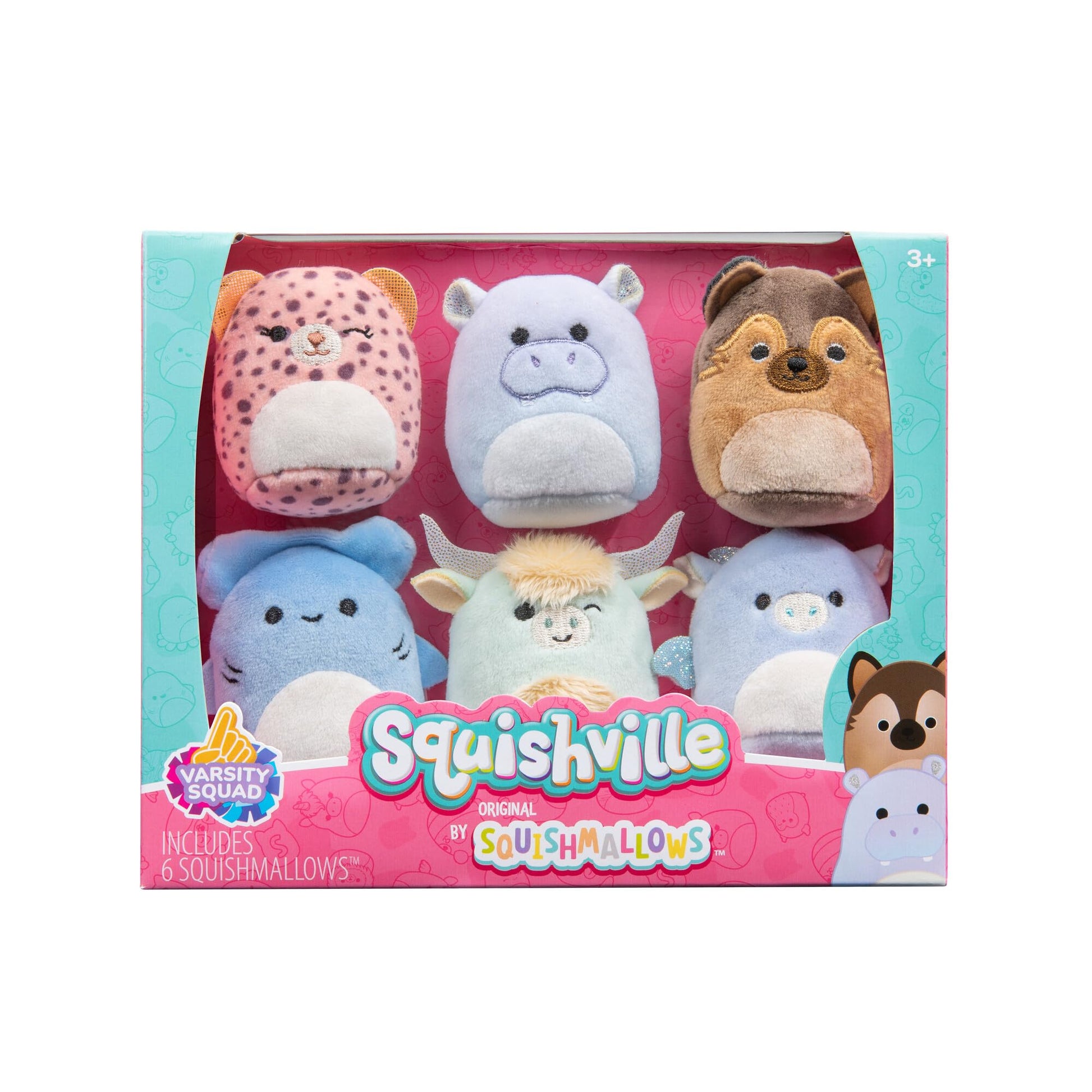 Squishville by Original Squishmallows Varsity Squad Plush - Six 2-Inch Squishmallows Plush Including NYA, Rocket, Benedict, Mario, Dane, and Armie
