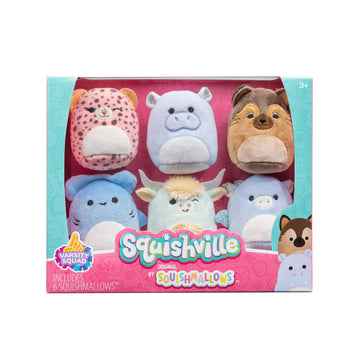 Squishville by Original Squishmallows Varsity Squad Plush - Six 2-Inch Squishmallows Plush Including NYA, Rocket, Benedict, Mario, Dane, and Armie