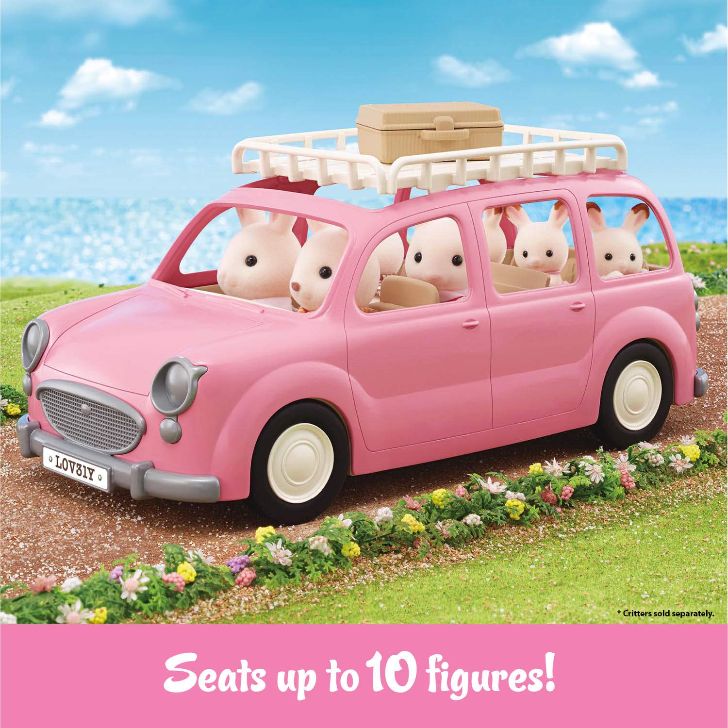 Calico Critters - Family Picnic Van - Family Vehicles - Kids Pretend Play Toy, Miniature Vehicle & Accessories Set, Ages 3+