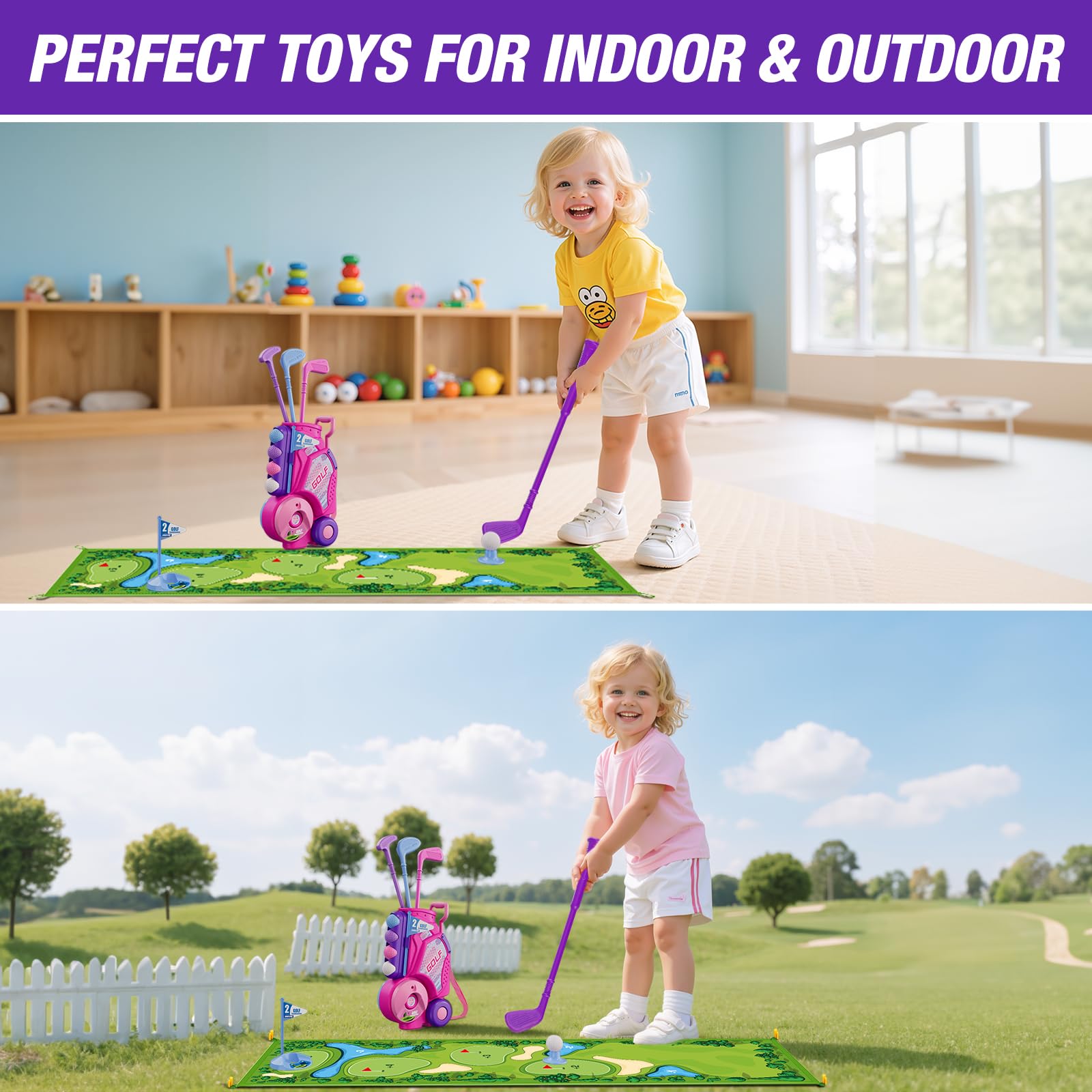 HYES Kid Golf Set, Kids Golf Club Age 3-5, Pink