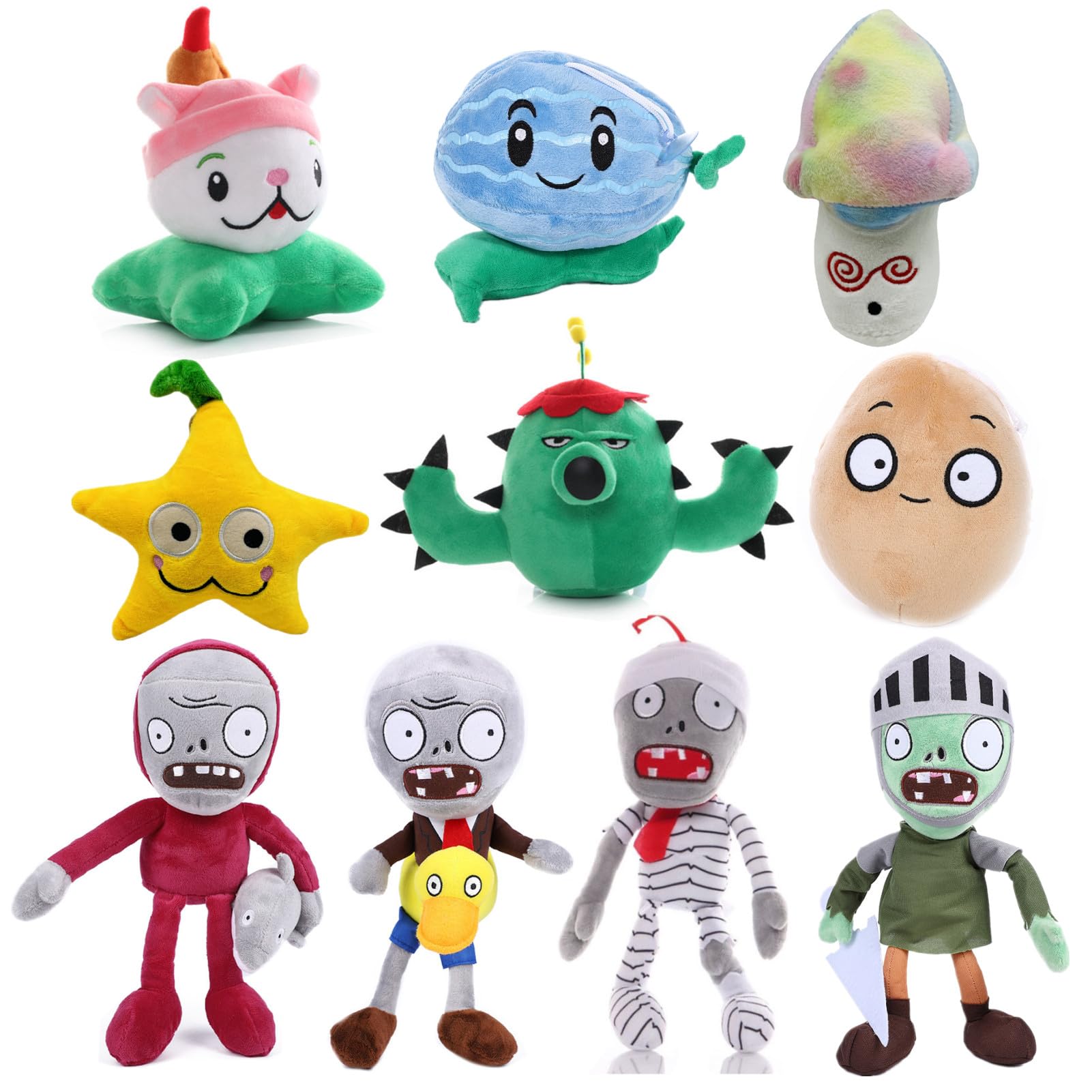 JHESAO 10 PCS Plants and Zombies Plush Zombies Plants Sets Toy, 1 2 Stuffed Soft Doll PVZ Plush Figure Doll New