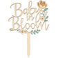 ZOUYEE Baby in Bloom Cake Topper for Baby Shower Decorations - Rustic Wooden Boho Floral Wreath Sign - Neutral Gender Reveal & Pregnancy Announcement