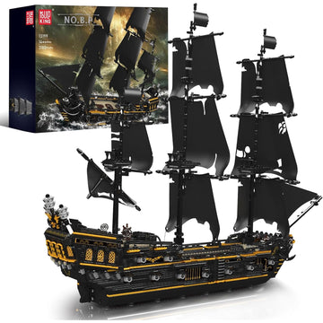 Mould King 13199 Pirates Ship Model Building Blocks Kits, MOC Large Black Pearl Sailboat Model Construction Set to Build, Gift for Age 14+/Adults