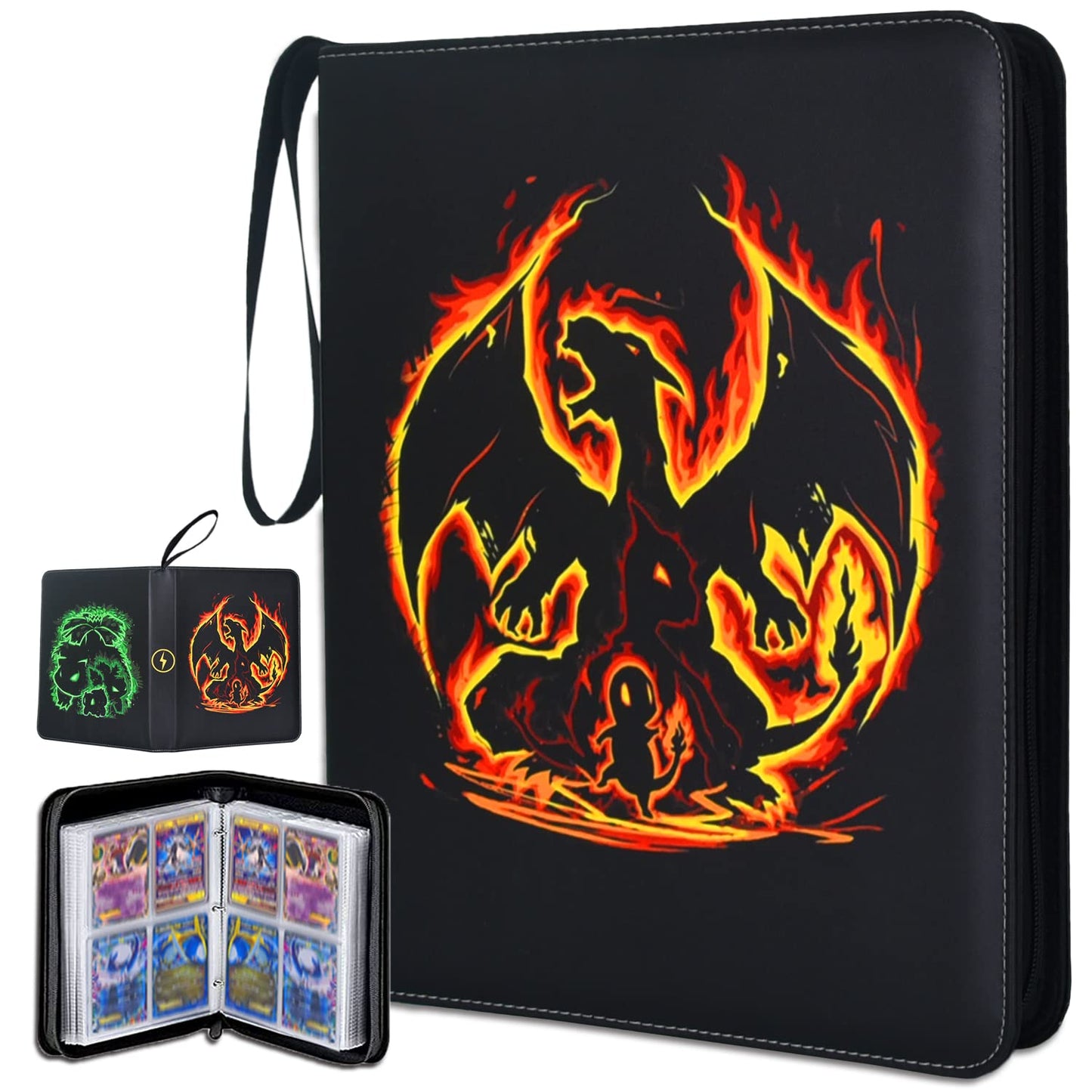 LIMSTDIC Card Binder with Sleeves - 4-Pockets Pokemon Card Binder Holder Compatible with TCG Trading Cards, Card Storage Album with Zipper for Boys