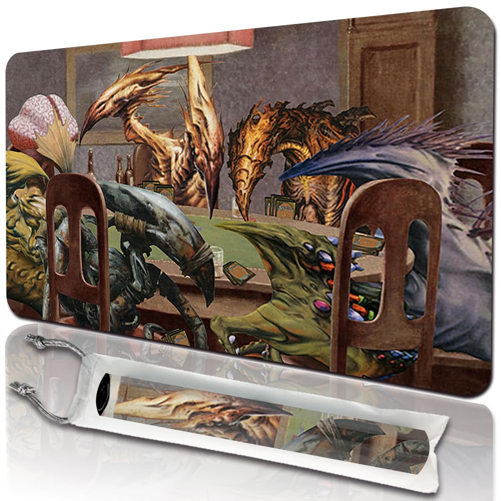 ZHUOHAIZHENHUA Playmats Size 24x14in Free Storage Bags - Ideal for Card Game Enthusiasts MTG TCG Playmat Mouse Pad (SLIVERS-Playing-Poker)