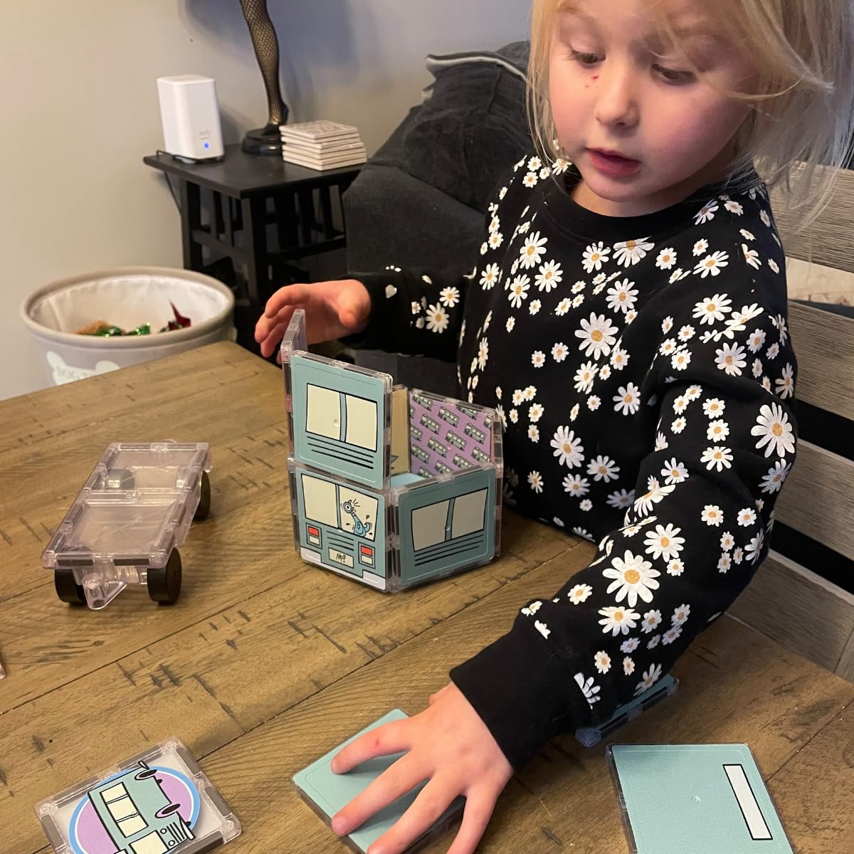 CreateOn Mo Willems - Don't Let the Pigeon Drive the Bus Magnetic Tiles, Magnetic Toy, Travel Toys, Classroom Sensory Toy Blocks, STEM & Montessori