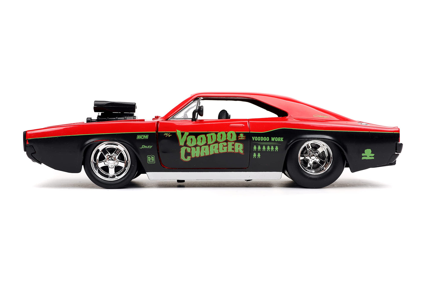 Jada Big Time Muscle 1:24 1970 Dodge Charger RT Voodoo Die-Cast Car, Toys for Kids and Adults