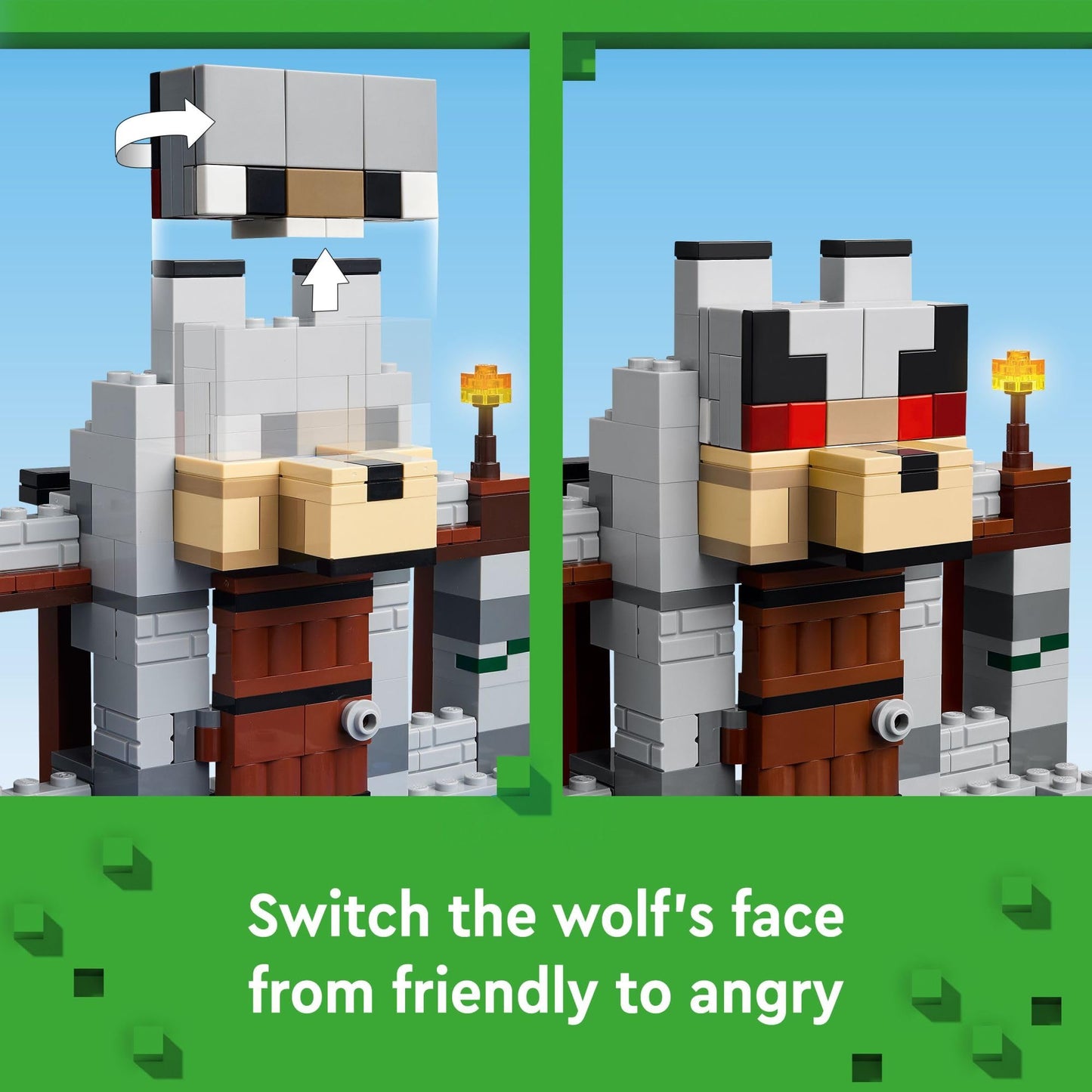 LEGO Minecraft The Wolf Stronghold Fortress Playset, Video Game Toy for Boys and Girls, Action Packed Castle Building Set with Minifigures, Minecraft