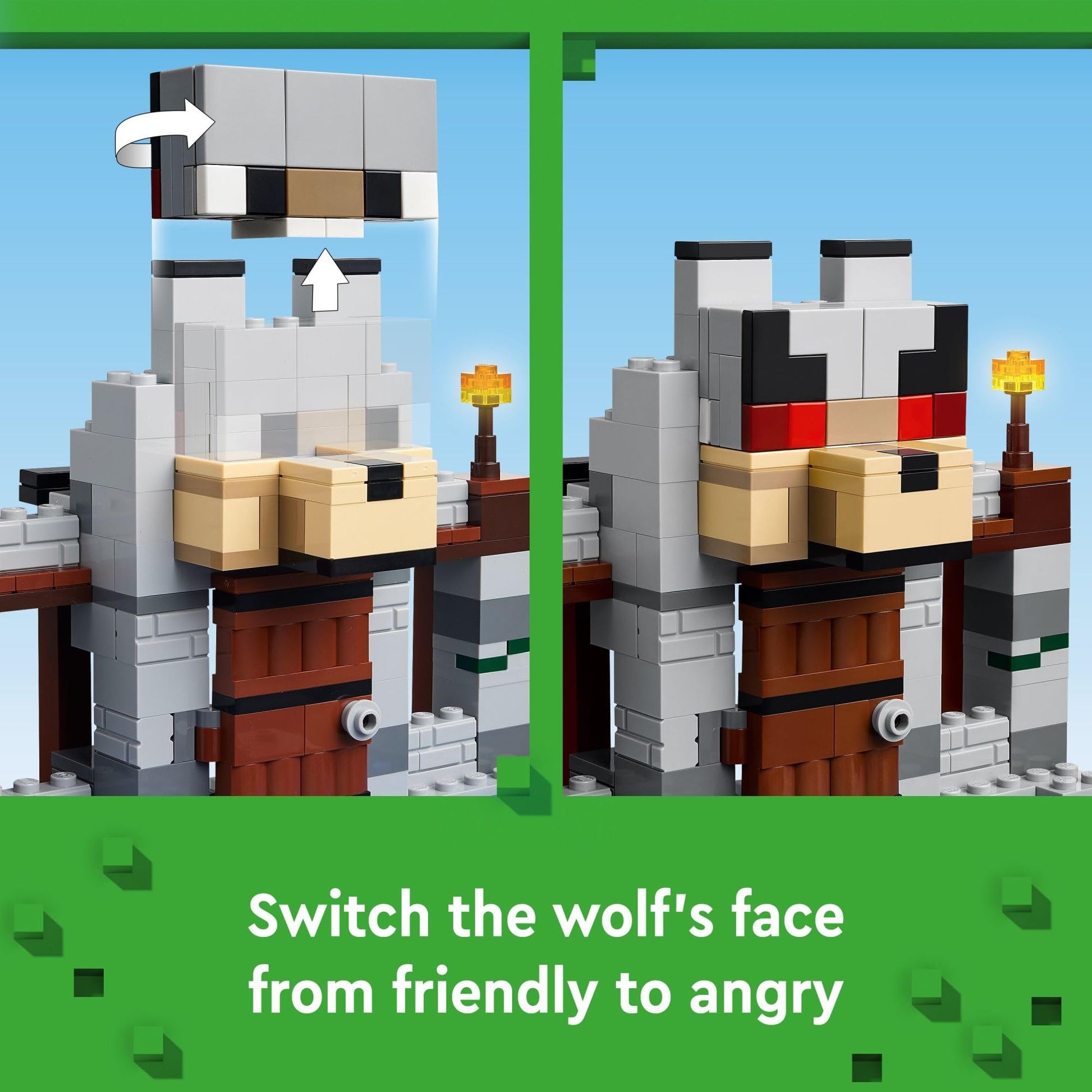 LEGO Minecraft The Wolf Stronghold Fortress Playset, Video Game Toy for Boys and Girls, Action Packed Castle Building Set with Minifigures, Minecraft