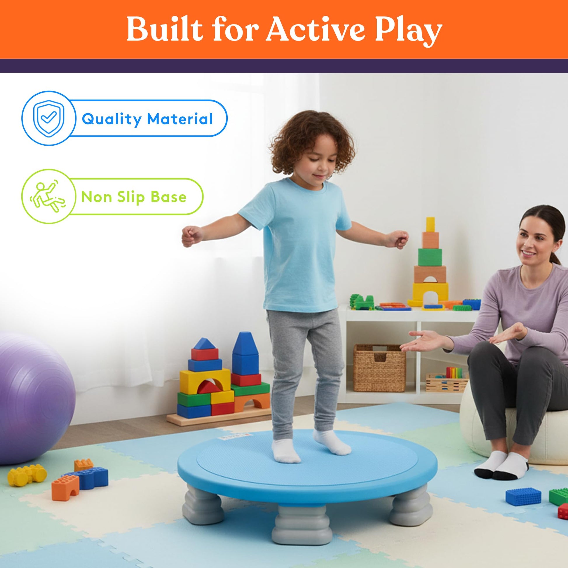 Special Supplies Kids Trampoline Rebounder Bouncing Board - Sensory Balance and Bounce Toy for Indoor and Outdoor Kids Toys - Outdoor Play Equipment