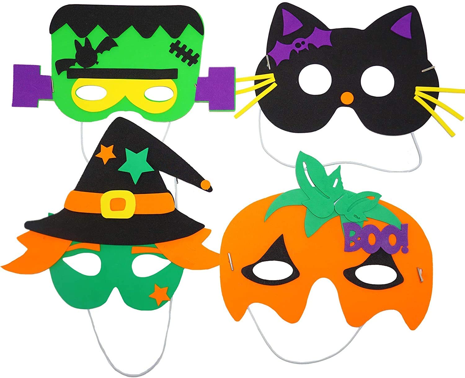 4E's Novelty Halloween Crafts for Kids Bulk 24 Pack, Self Adhesive Mask Foam Craft Kit Fall Crafts, School Home Group Activities, Party Supplies