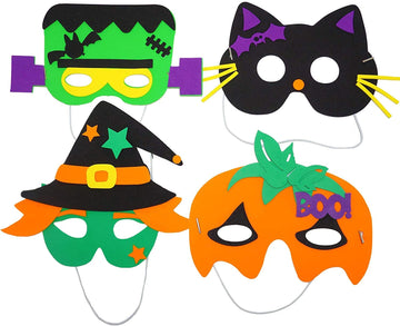 4E's Novelty Halloween Crafts for Kids Bulk 24 Pack, Self Adhesive Mask Foam Craft Kit Fall Crafts, School Home Group Activities, Party Supplies