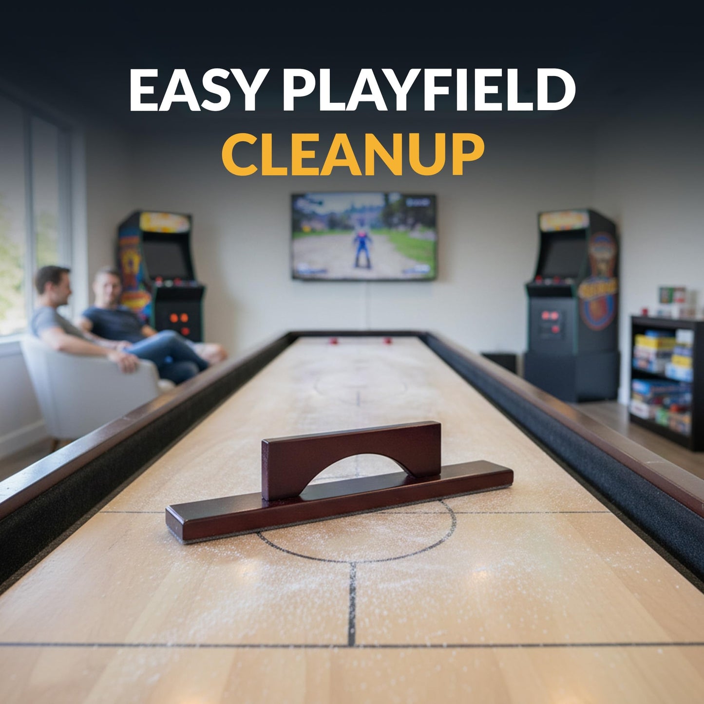 Hathaway Shuffleboard Table Brush - Hardwood Handle with Soft Felt Base - Quick and Easy Excess Wax Removal Tool - Essential Shuffleboard Accessories
