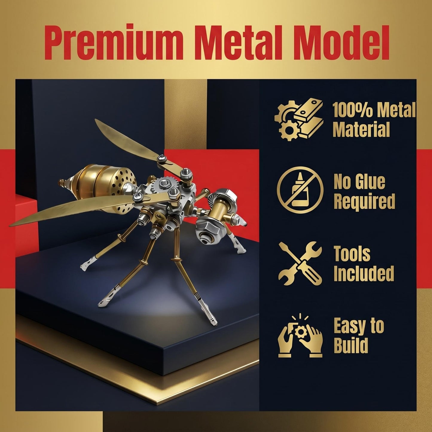 3D Metal Puzzle Steampunk Vespa Mechanical Model DIY Assembly for Adults 140+ PCS 2-3 Hours Build Desk Decor Christmas Birthday Gift for Men Father