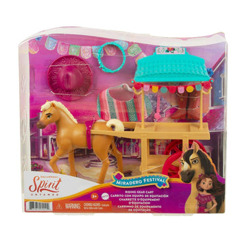 Mattel Spirit Untamed Miradero Riding Gear Cart with Rolling Wheels, Canopy, 5-in Pony & Related Accessories, Great Gift for Ages 3 & Up