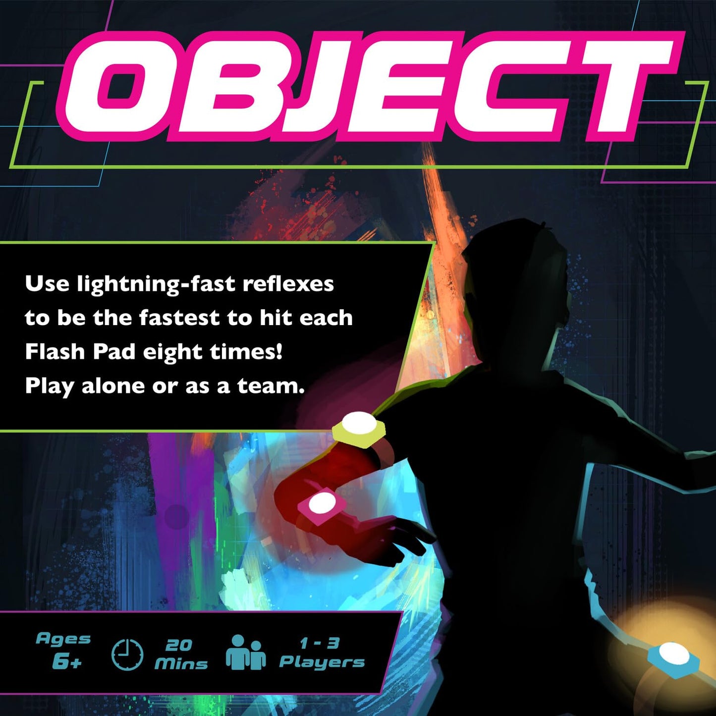 MindWare Flex Flash Reflex Training Game for Kids & Adults - Fast-Paced Reaction Speed Game with Wearable Light-Up Pads, 1-3 Players, Ages 6+