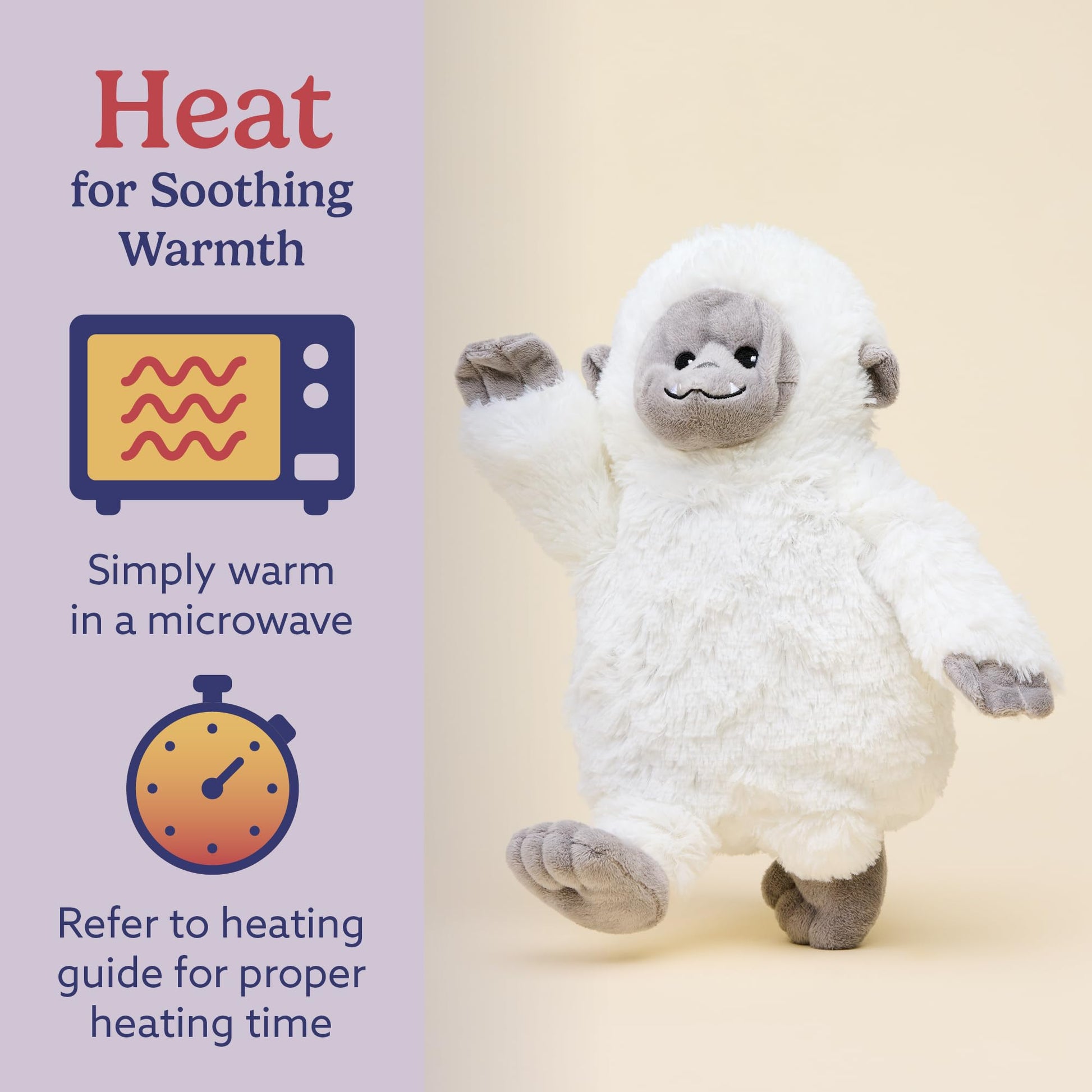 warmies Microwavable & Weighted Stuffed Animals, Yeti - Heated Stuffed Animal Plushie for Warmth & Comfort - Cute Soft Plush Toys for Adults