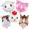 XLENGO 5 PCS Farm Animal Balloons, Cow Donkey Sheep Pig Chicken Foil Mylar Balloon for Baby Shower Farm Birthday Party Decorations Supplies