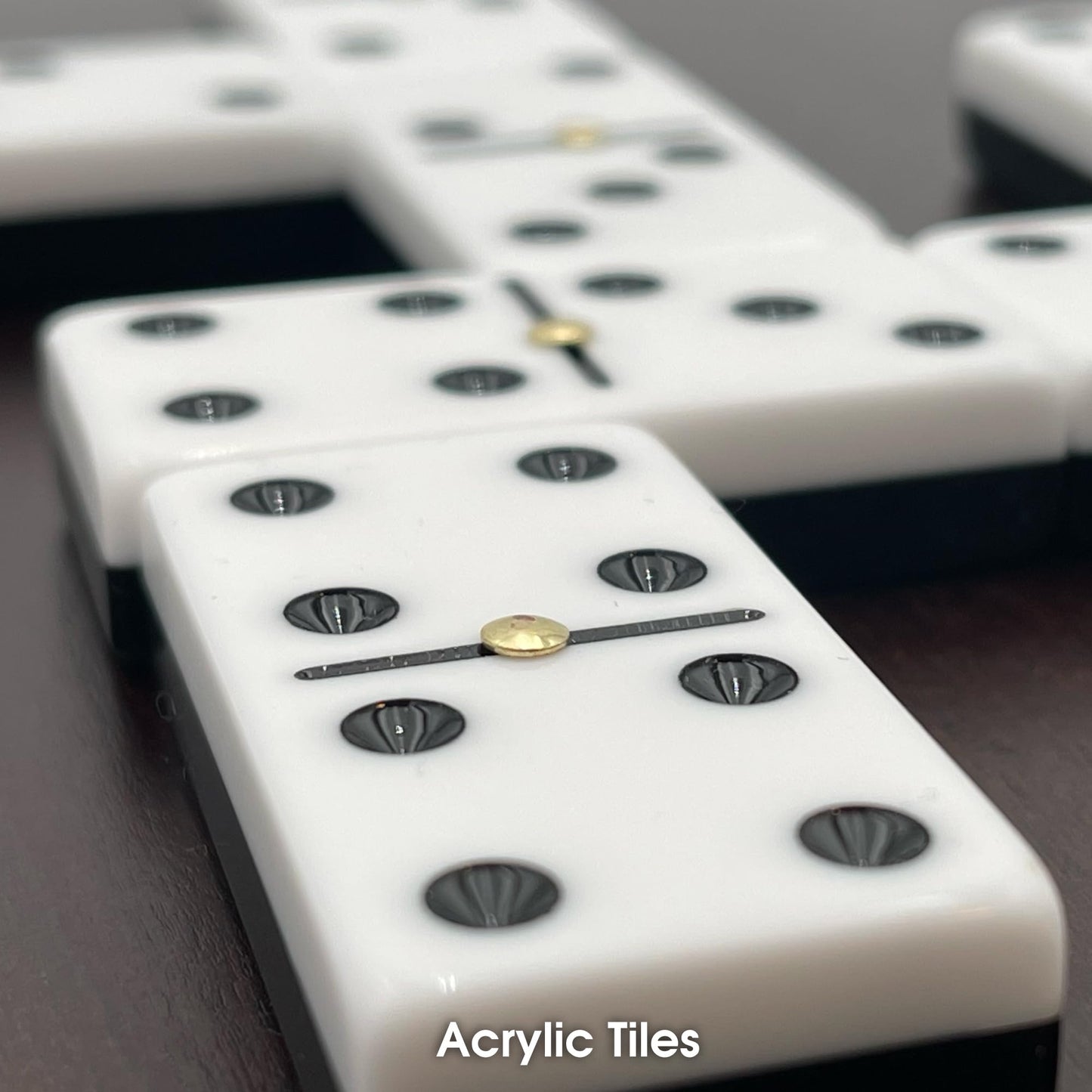 Black and White Double 6 Two Tone Jumbo Domino Tiles with Spinner