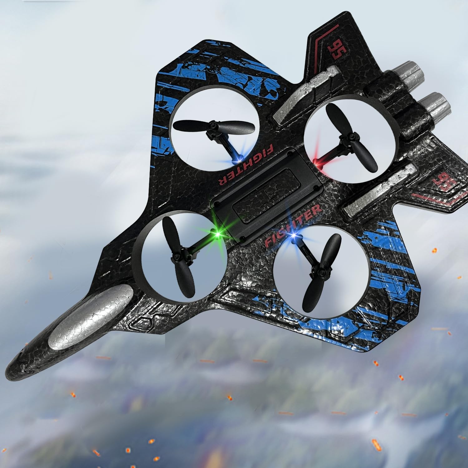 RC Airplane for Kids and Beginners, 2.4GHz Foam Drone Remote Control Airplane Outdoor Flying Toy, 360° Drop-Resistant Stunt Spin Remote Fighter Jet