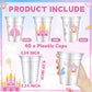 VDESFUEBY 40Pcs Pink Princess Castle Disposable Plastic Cups 12oz Pink Party Cups Disposable Transparent Princess for Princes Themed Birthday Party