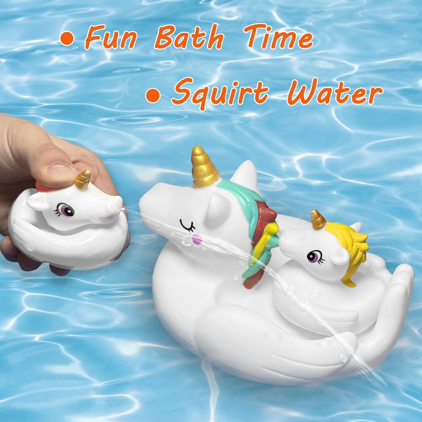 Baby Bath Toys,Cute Unicorn Bath Toys for Toddlers,Squirt Bathtub Toys for Boys Girls,Rubber Floating Shower Toys Gifts 4pcs Set