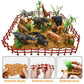 BOLZRA 65PCS Safari Animals Figures Toys, Realistic Plastic Jungle Zoo Wild Animals with Fence Building Blocks Storage Box Christmas Birthday Gift