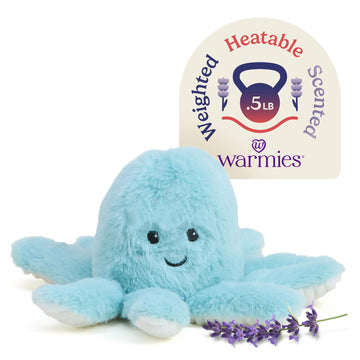 warmies Junior Microwavable & Weighted Stuffed Animals, Octopus - Heated Stuffed Animal Plushie for Warmth & Comfort - Cute Soft Plush Toys for Adults