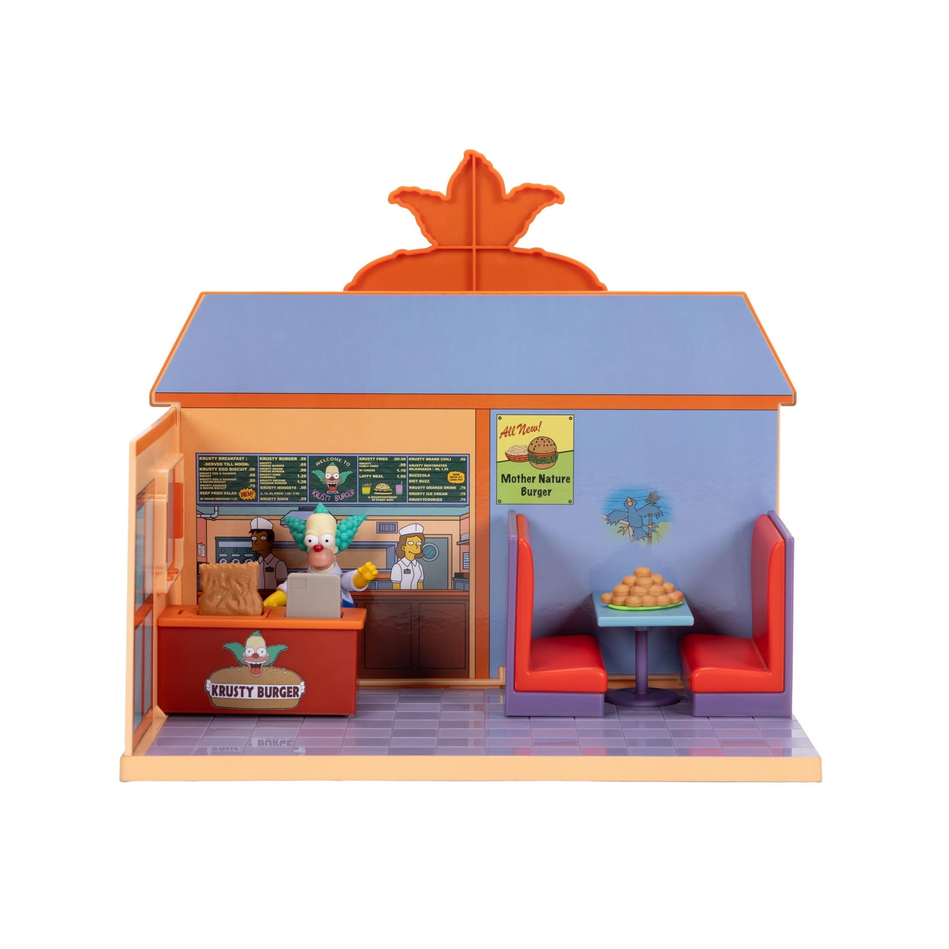 JAKKS Pacific The Simpsons Krusty Burger Diorama Playset, Includes One 2.5-Inch Scale Krusty the Clown Action Figure and Accessories