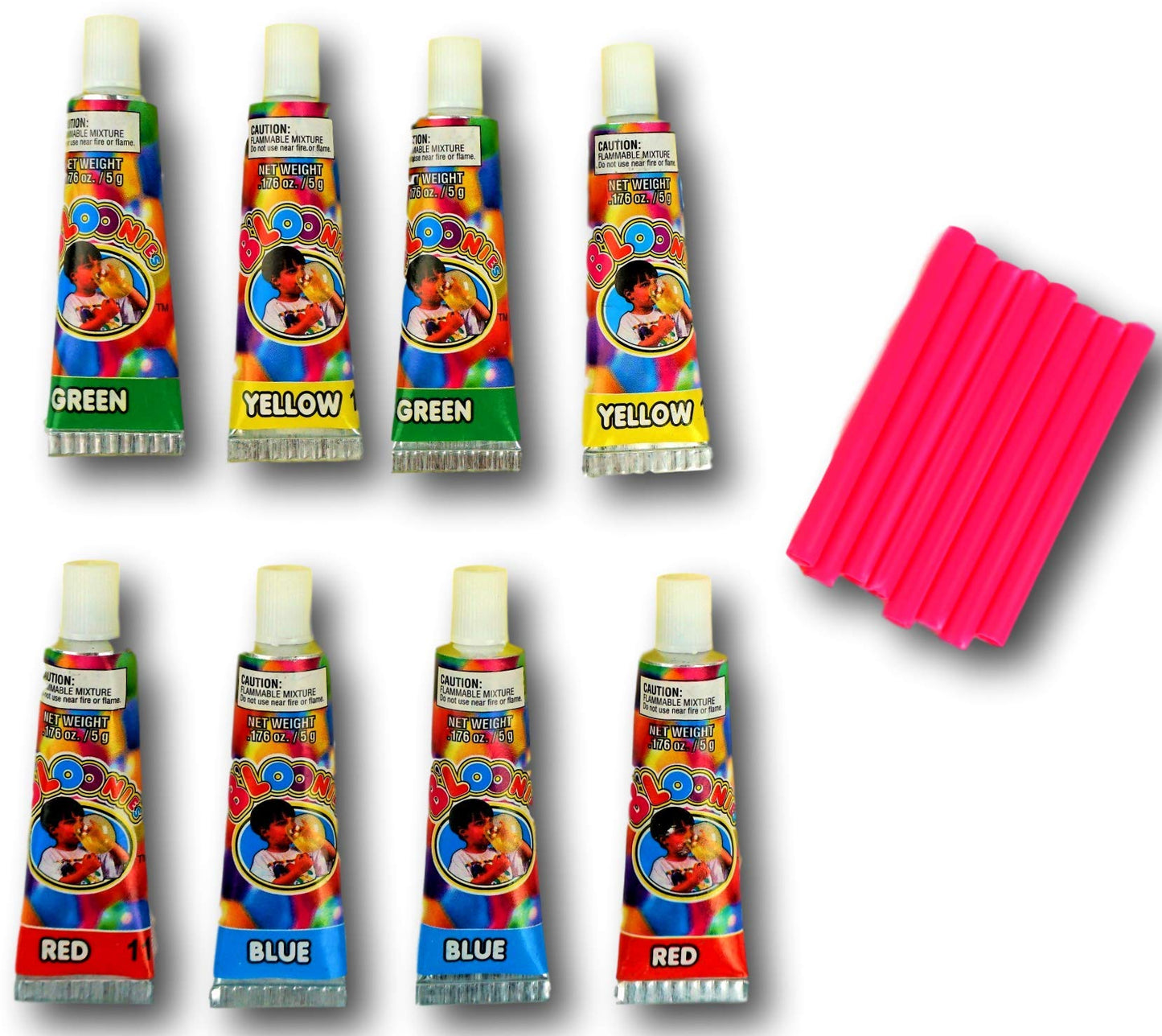 JA-RU Bloonies Magic Plastic Bubbles with Straw (1 Pack/ 8 Tube) Super Elastic Bubble Balloons for Kids. 90s Toys Nostalgia, Bubble Party Favors