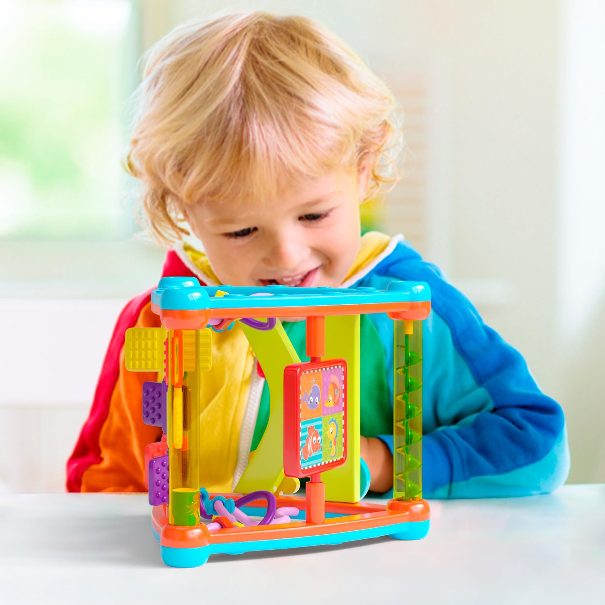 Lollipop Interactive Toddler Activity Triangle - Montessori Toys for Toddlers - Activity Cube for Play and Learning Educational Busy Cube with Shapes