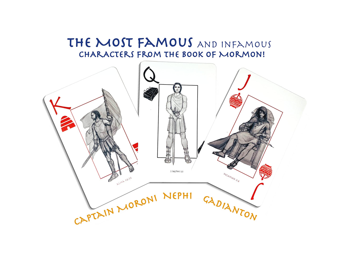 bomgames (2 Decks) Book of Mormon Themed Playing Cards - Unique LDS Missionary & Baptism Gifts, Featuring Custom Characters & Designs - Ideal for Boys