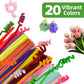 Pipe Cleaner Craft Kit for DIY Flower Animal,200 Pcs Multi-Color Chenille Stems Flower Craft Kits for Creative Arts with 2 Floral Papers,1 Meter