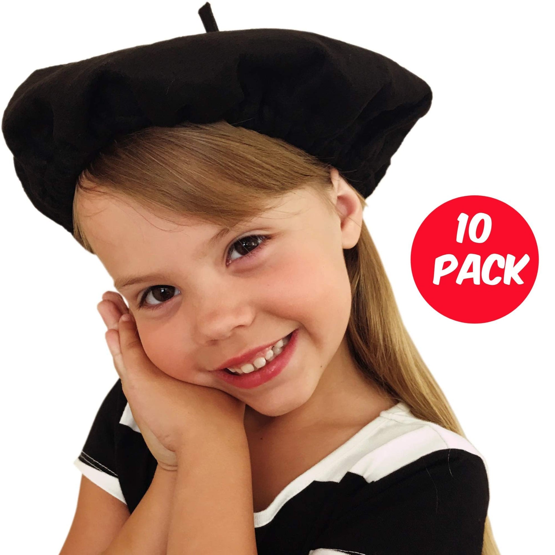 Picki Nicki Beret Hats for Women and Kids Perfect for Paris/Art Party (Set of 10, Black)
