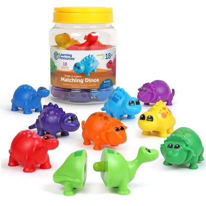 Learning Resources Snap-n-Learn Matching Dinos - Dinosaur Toys, Mini Plastic Figures, Sensory Bin, Toddler Travel Games, Shape Sorter, Preschool, Fine