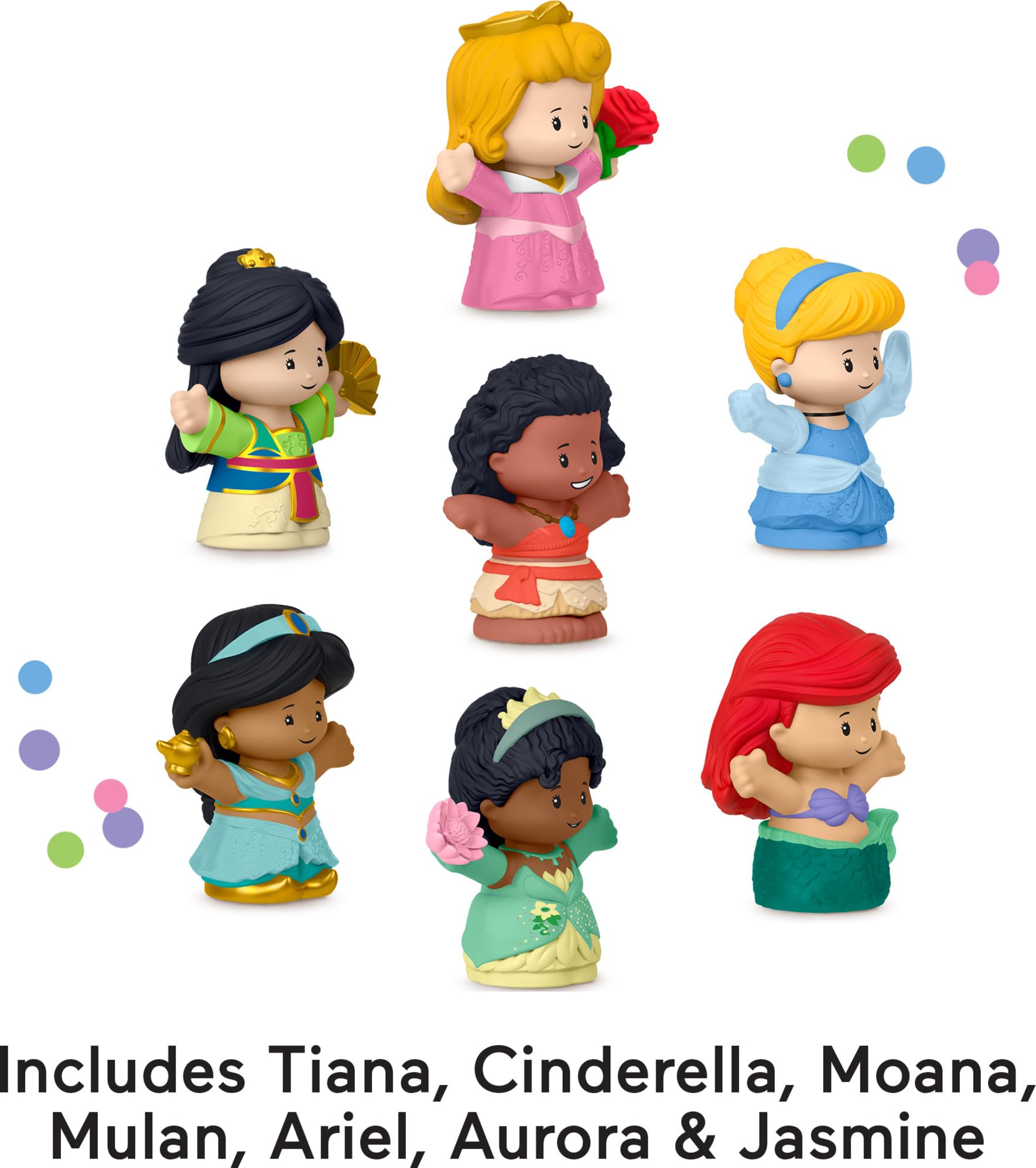 Fisher-Price Little People Disney Princess Toys, Set of 7 Character Figures for Toddler and Preschool Pretend Play